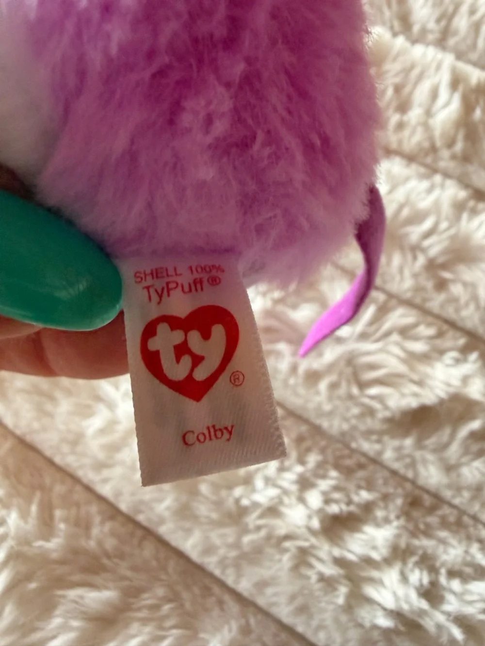 Ty Puffies plush Small Toy - Pink and White Fluffy Hamster, Colby